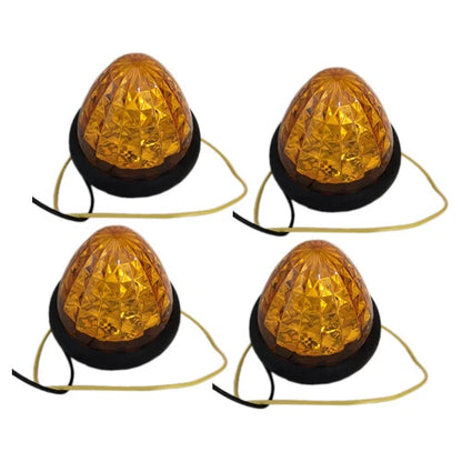 4 x Amber LED Round Beehive Cone Side Marker Lights for Trailer Truck