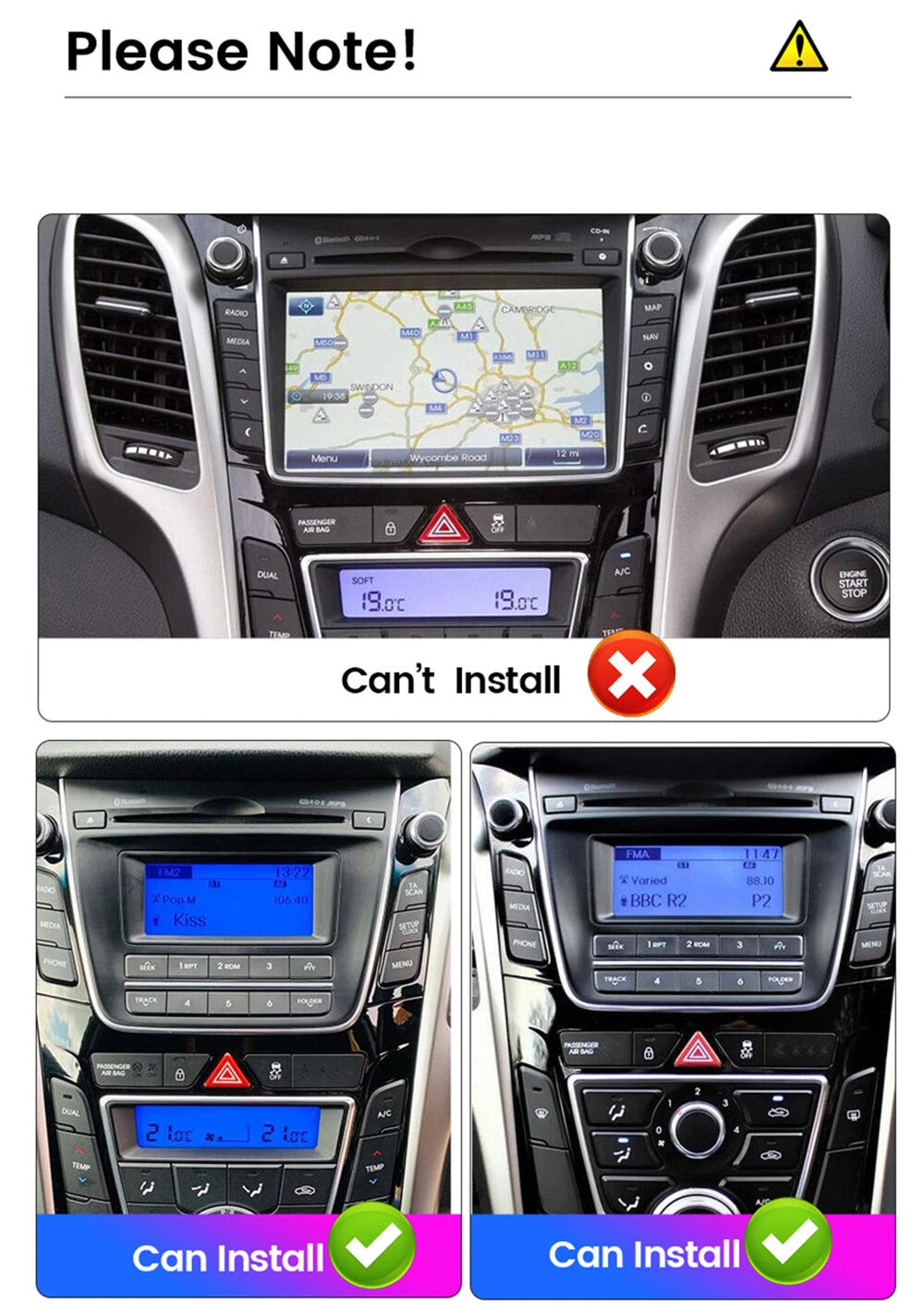 7" Stereo Radio GPS Navi Head Unit for 11-17 Hyundai I30 Elantra GT (2011-2017)