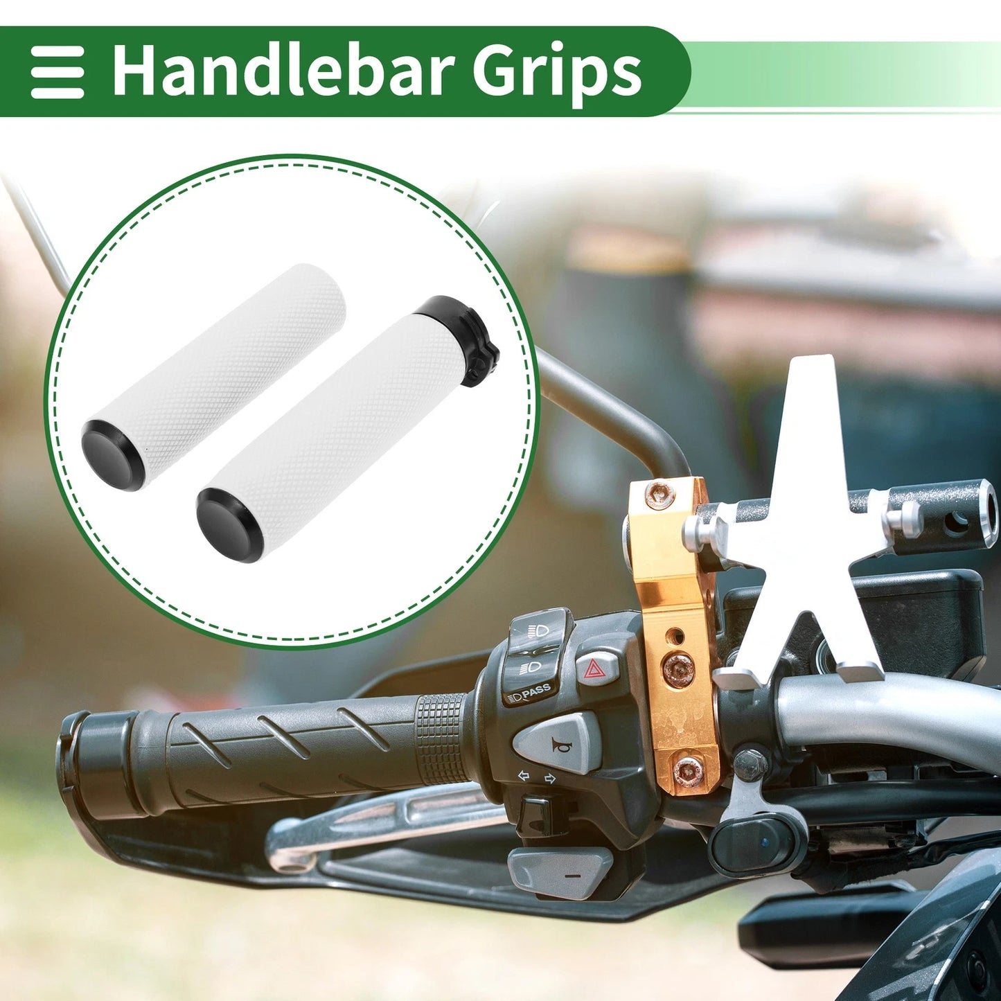 25mm Hand Grips Cover Handlebar Grips TPU White for Motorcycle