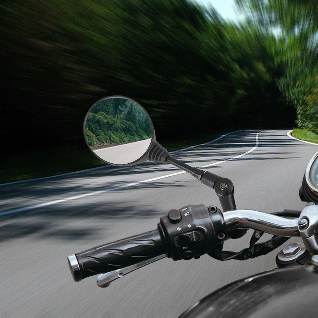 2 x 10mm Round Motorcycle Rear View Side Mirrors Folding for 7/8" Handle Bar