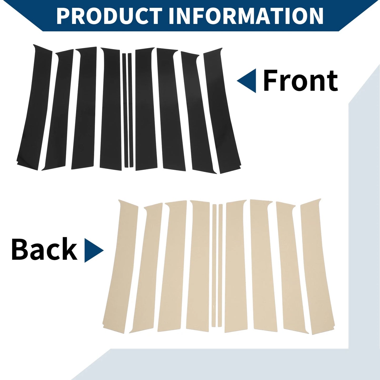 10 x Door Pillar Window Trim for Jeep Grand Cherokee (2005-2010) Black