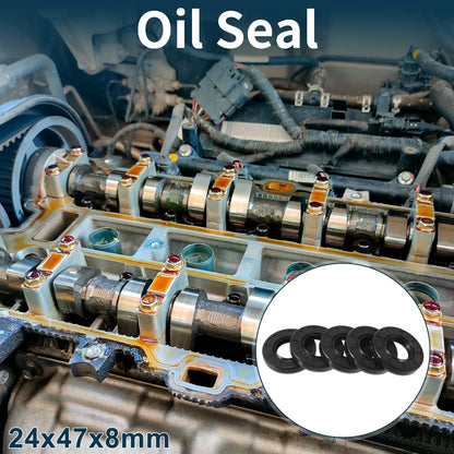 Oil Seal 24x47x8mm NBR Black 5Pcs for Make Model