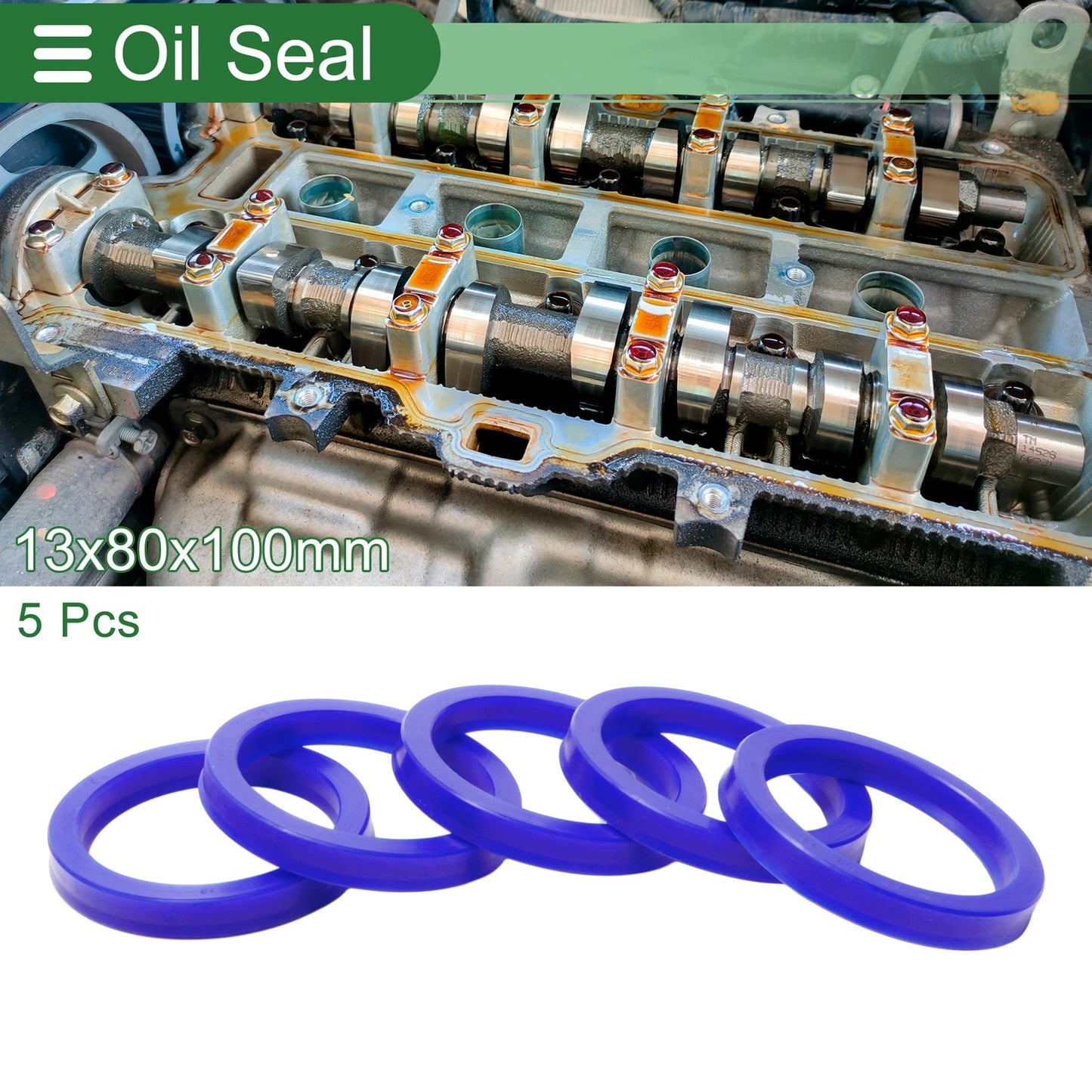Oil Seal / 80x100x13mm / TPU Seal Ring Rotary Shaft High Pressure Blue 5 Pcs