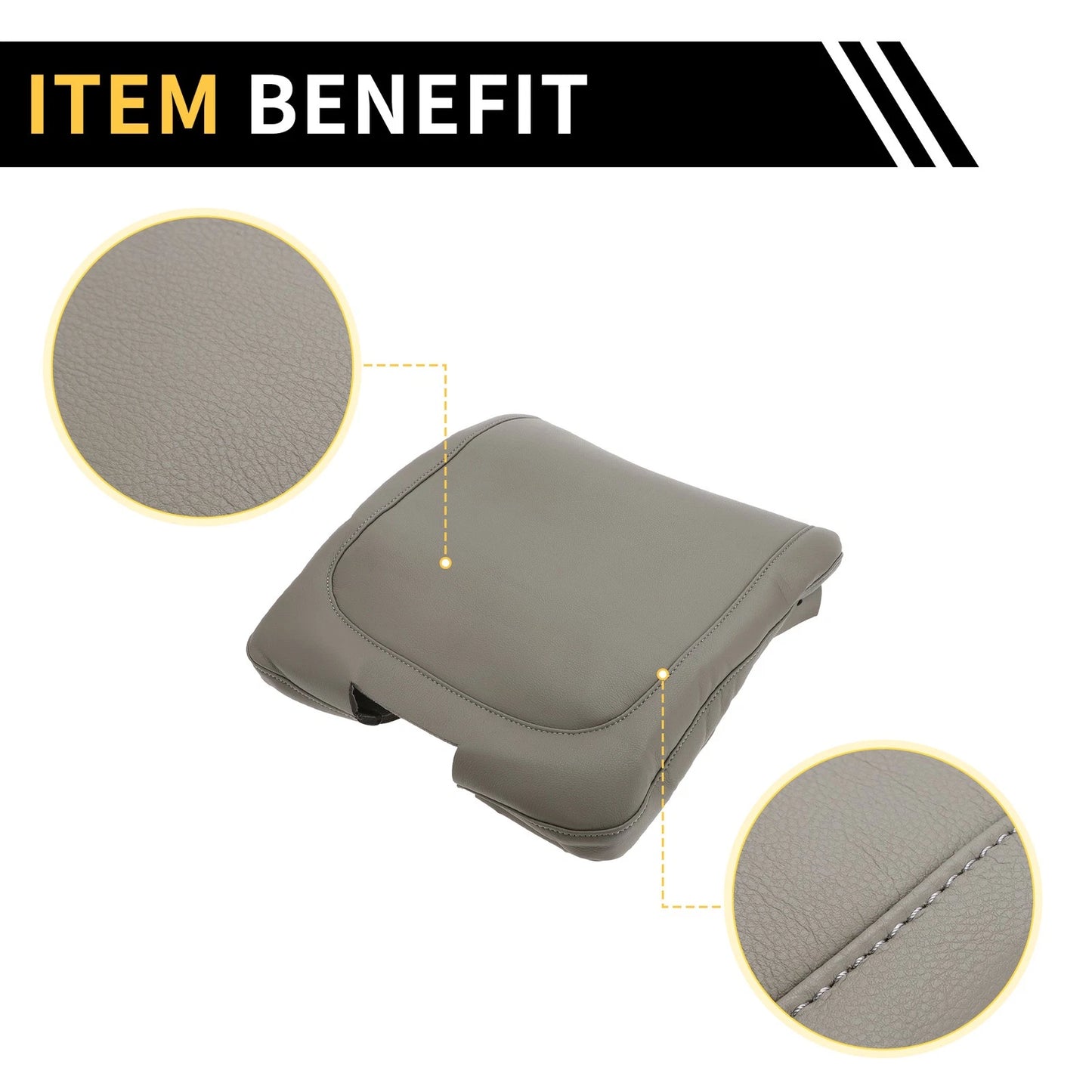 Center Console Armrest Cover Microfiber Leather Grey for Dodge Ram