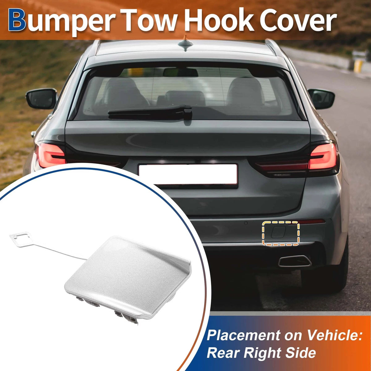 Rear Tow Hook Cover for BMW 5-Series F10 (2010-2017) Titan Silver