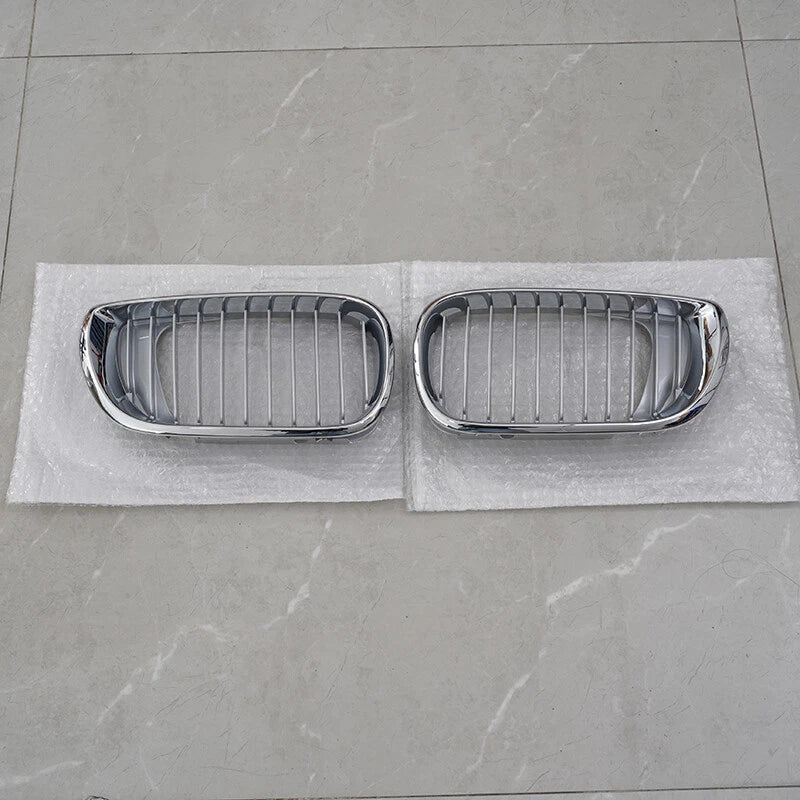 2 x Front Kidney Grills Chrome Silver for BMW E46 320i 325i 330i (2002-2005)