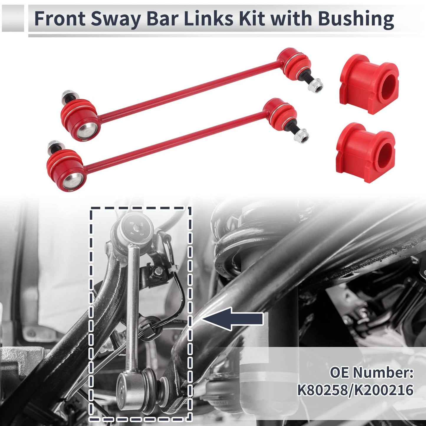 Front Stabilizer Bar Links with 2 Bushings for Jeep Patriot (2007 - 2017)