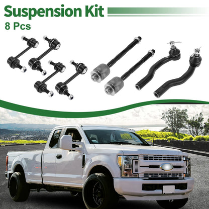 8pcs Front Suspension Kit Tie Rod Ends & Sway Bar Links for Ford Edge (2007-2010)