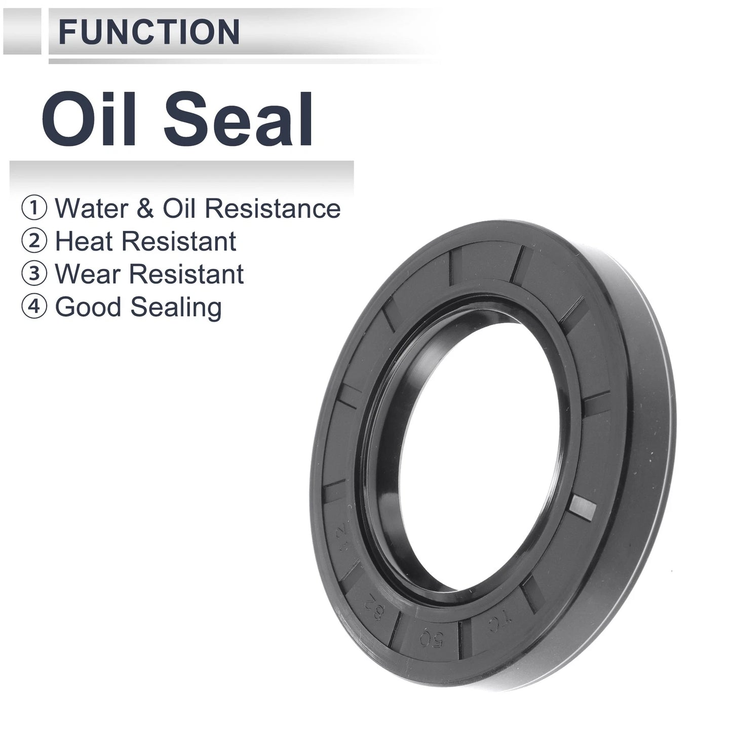 Oil Seal 50x82x12mm Seal Ring Rotary Shaft Seal Nitrile Rubber Black 5 Pcs