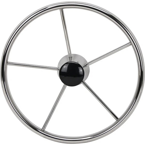 Boat Steering Wheel 5 Spoke Stainless Steel 10° Dish 390mm 3/4" Shaft
