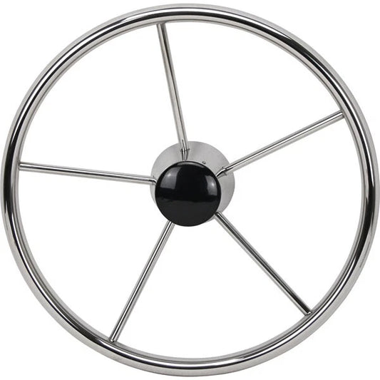Boat Steering Wheel 5 Spoke Stainless Steel 10° Dish 390mm 3/4" Shaft