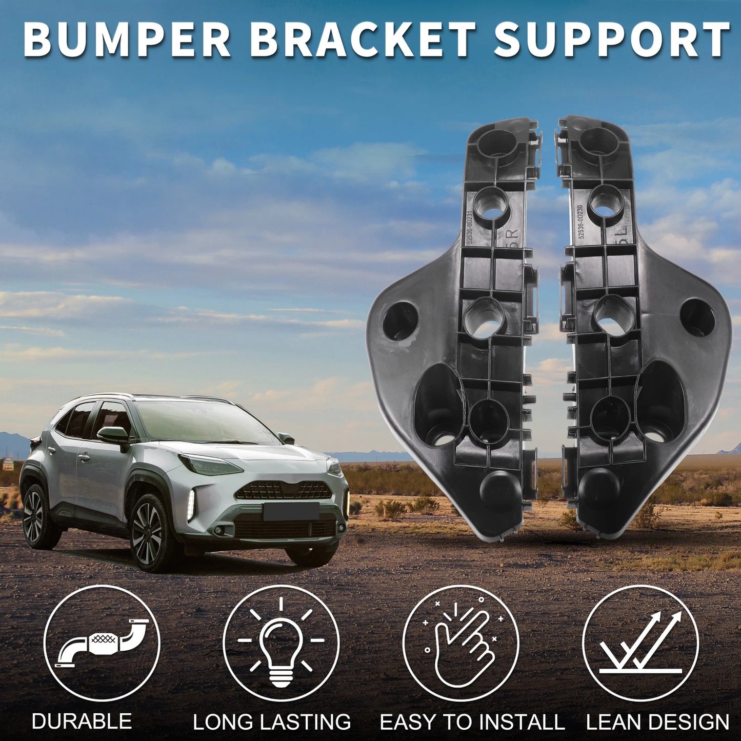 Pair Front Bumper Retainer Bracket for Toyota Yaris