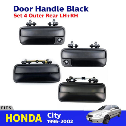 Set 4 Outer Exterior Door Pull Handle Black Fits Honda City 1996-2002 D11