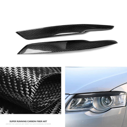 Black Carbon Fiber Headlight Eyelid Trim for VW Passat B6 (2005-2010)