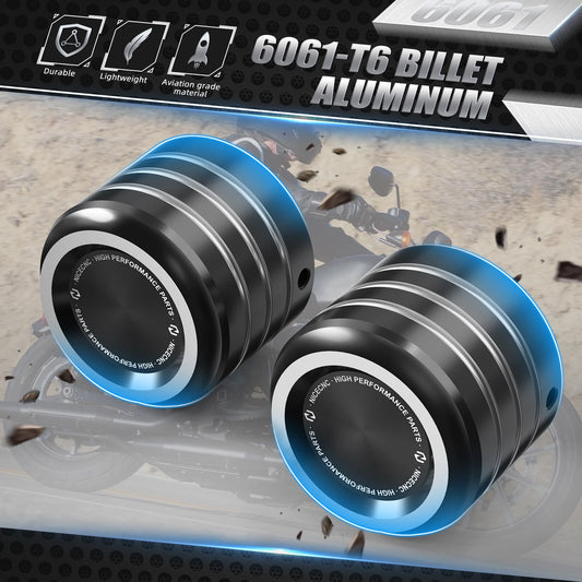 2 x Anodized Front Axle Nut Covers for Harley XL1200XS (2018-2020)