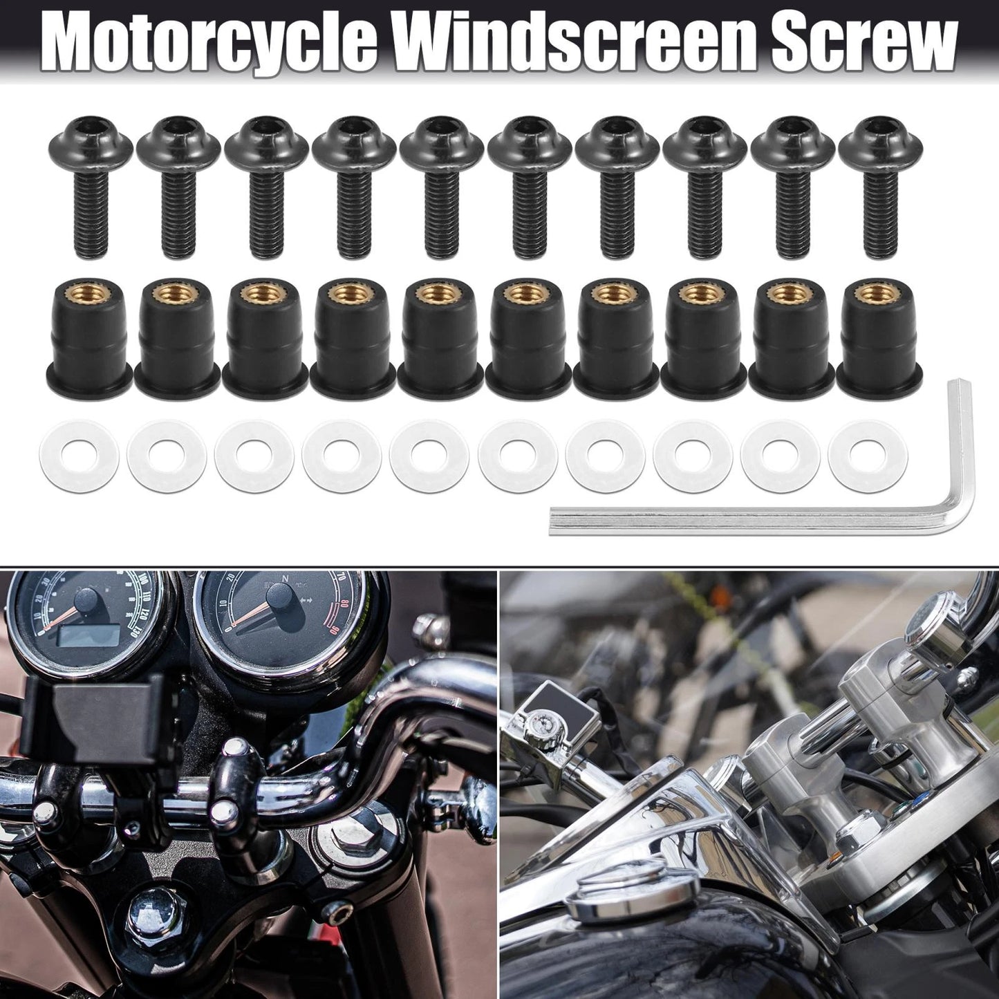 10pcs M5 5mm Windscreen Screws Fairing Windscreen Screw Titanium Tone