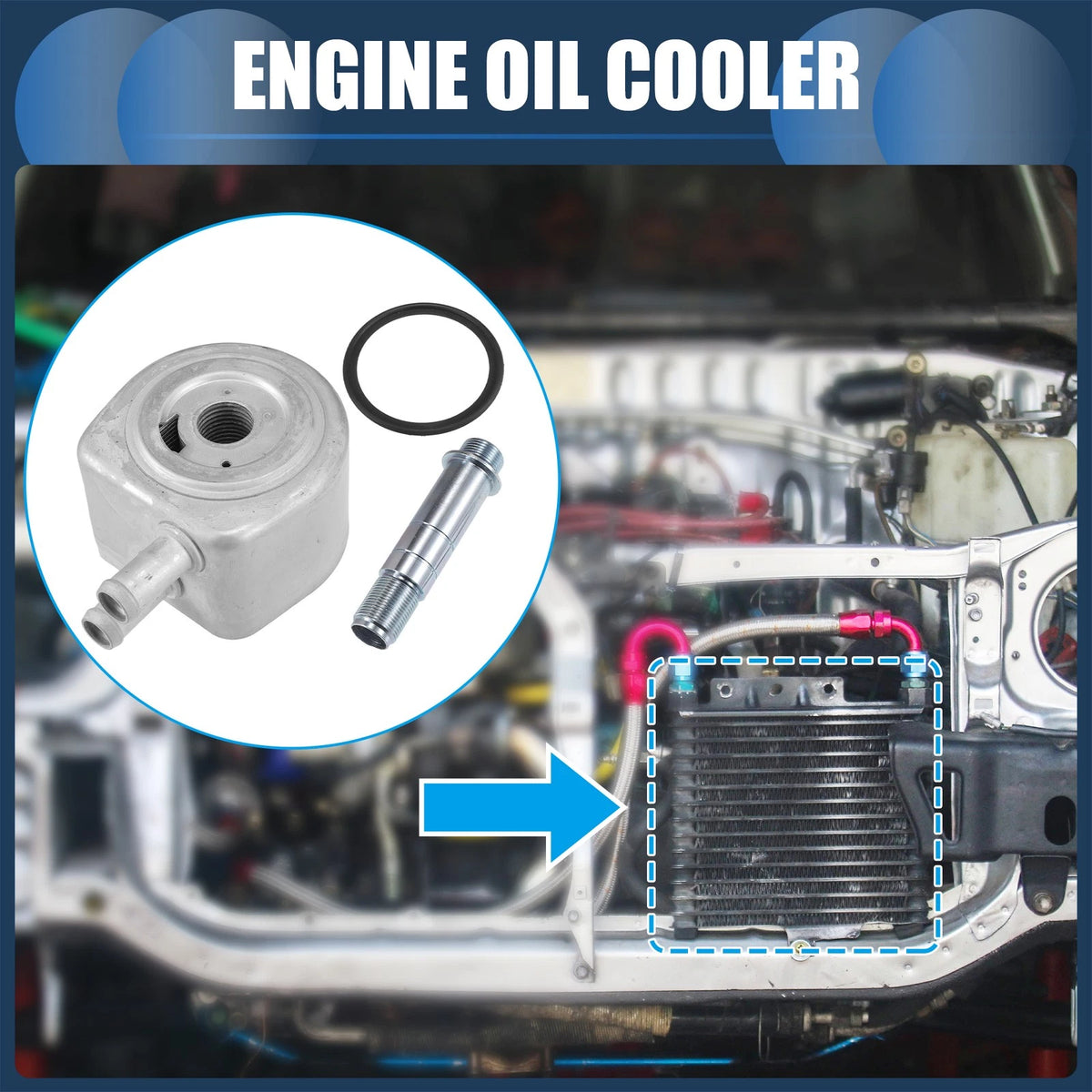 Engine Oil Cooler w/ O-ring Seals & Bolt for Ford F-150 (1997-2003)