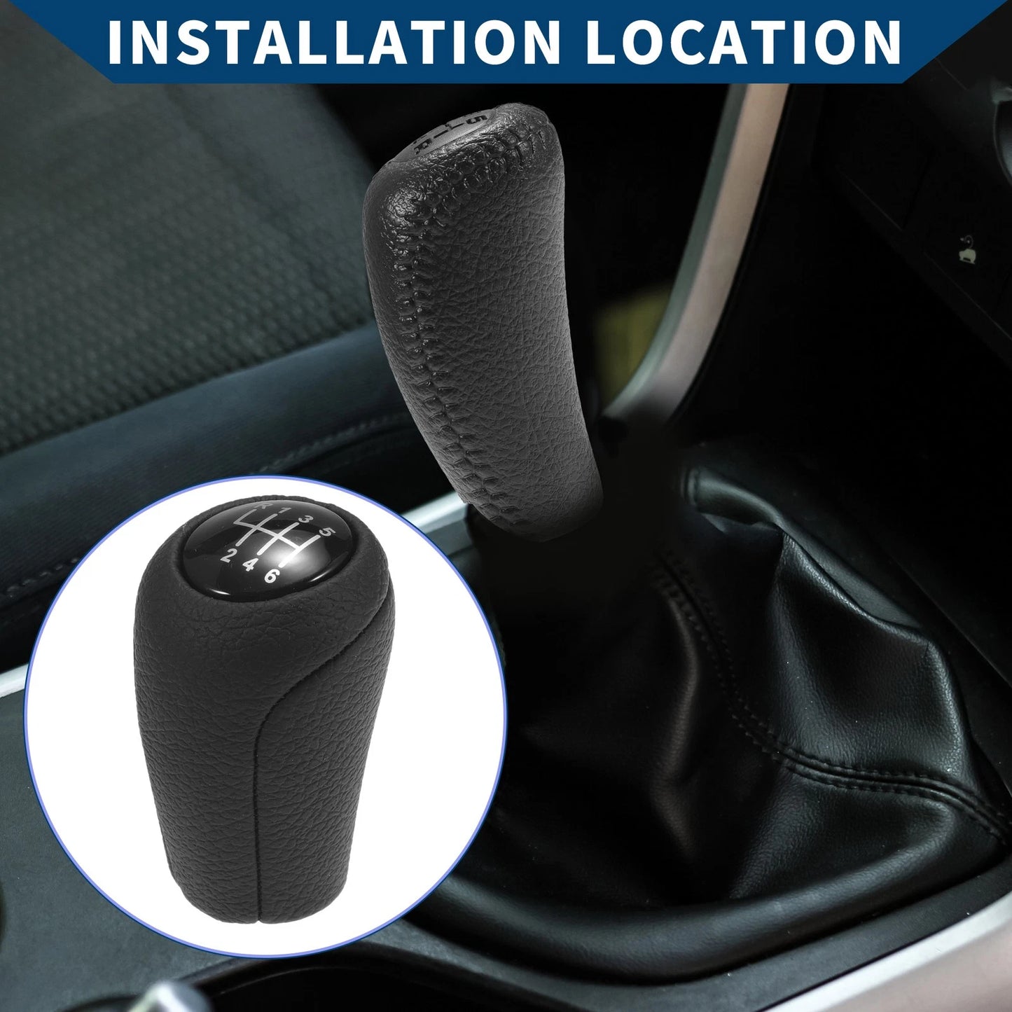 6 Speed Manual Gear Shift Knob for Mazda 3 (2010-2013) Black Faux Leather