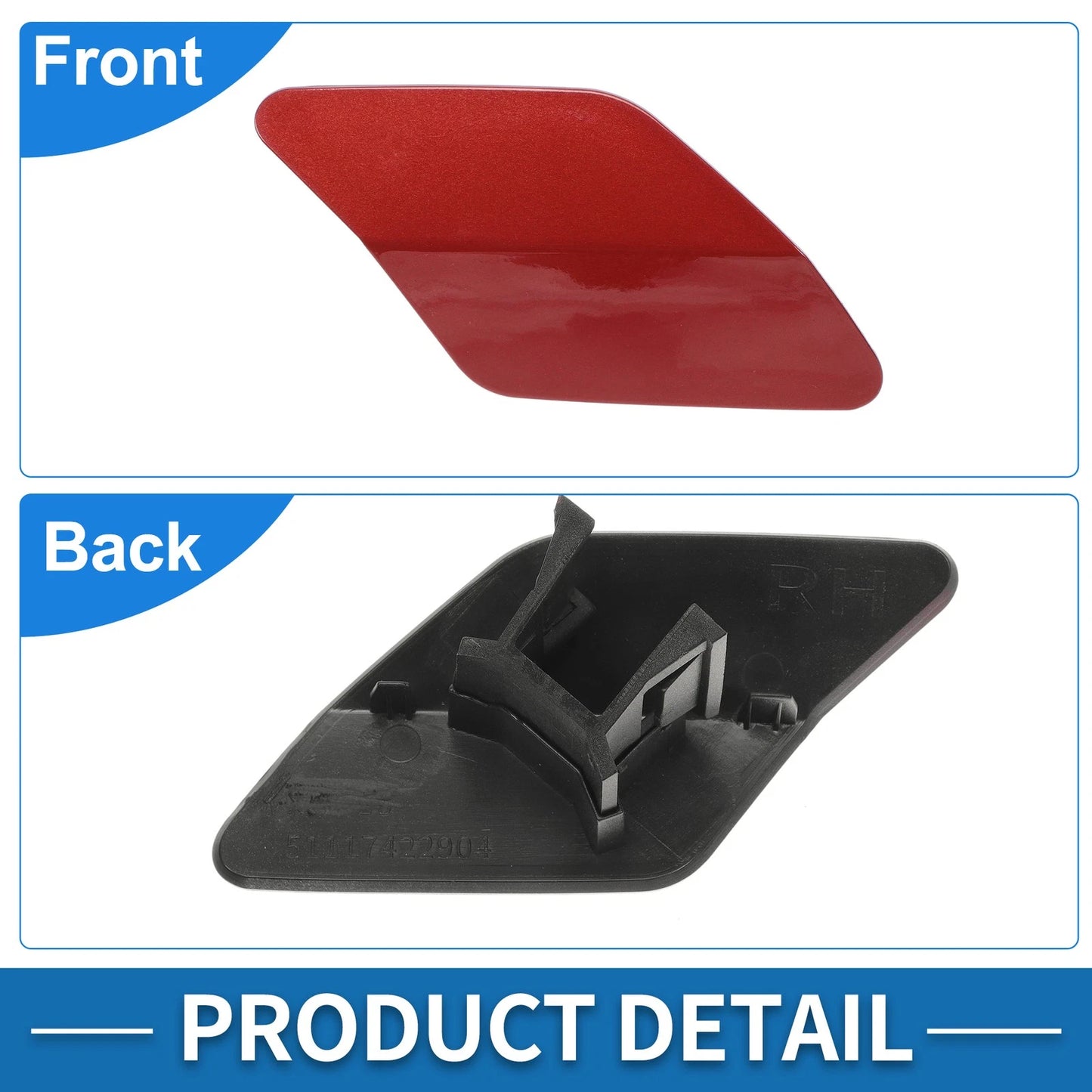 Front Right Washer Nozzle Cover for BMW X6 2015-2019 (2 x Red Caps)