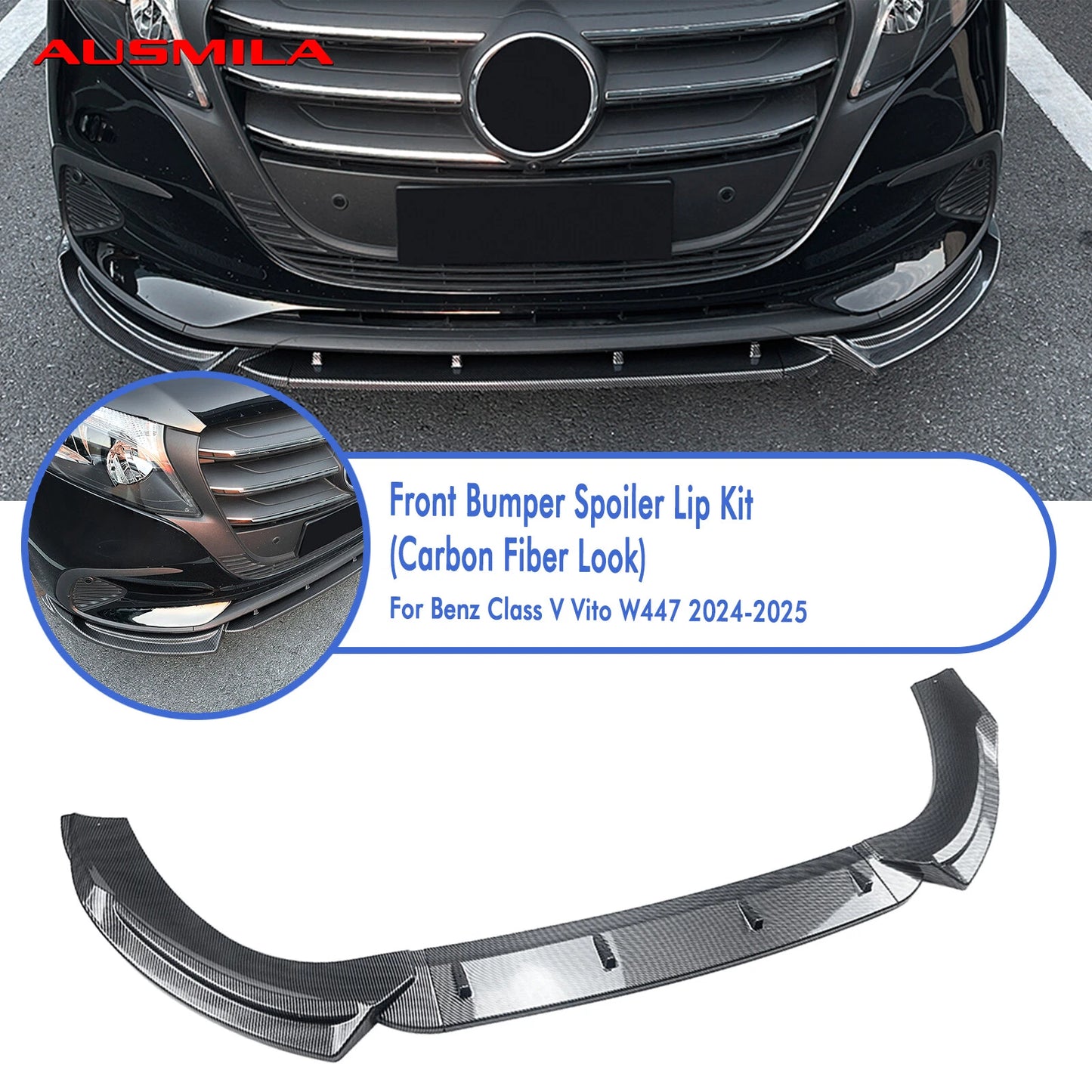 Front Spoiler Lip Splitter for Benz V Class W447 (2024-2025)