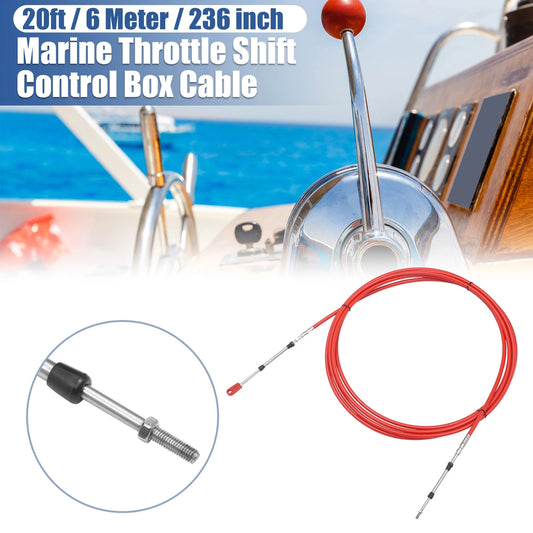 1 Pcs 20ft 236in Marine Throttle Shift Control Box Cable with Clevis Red