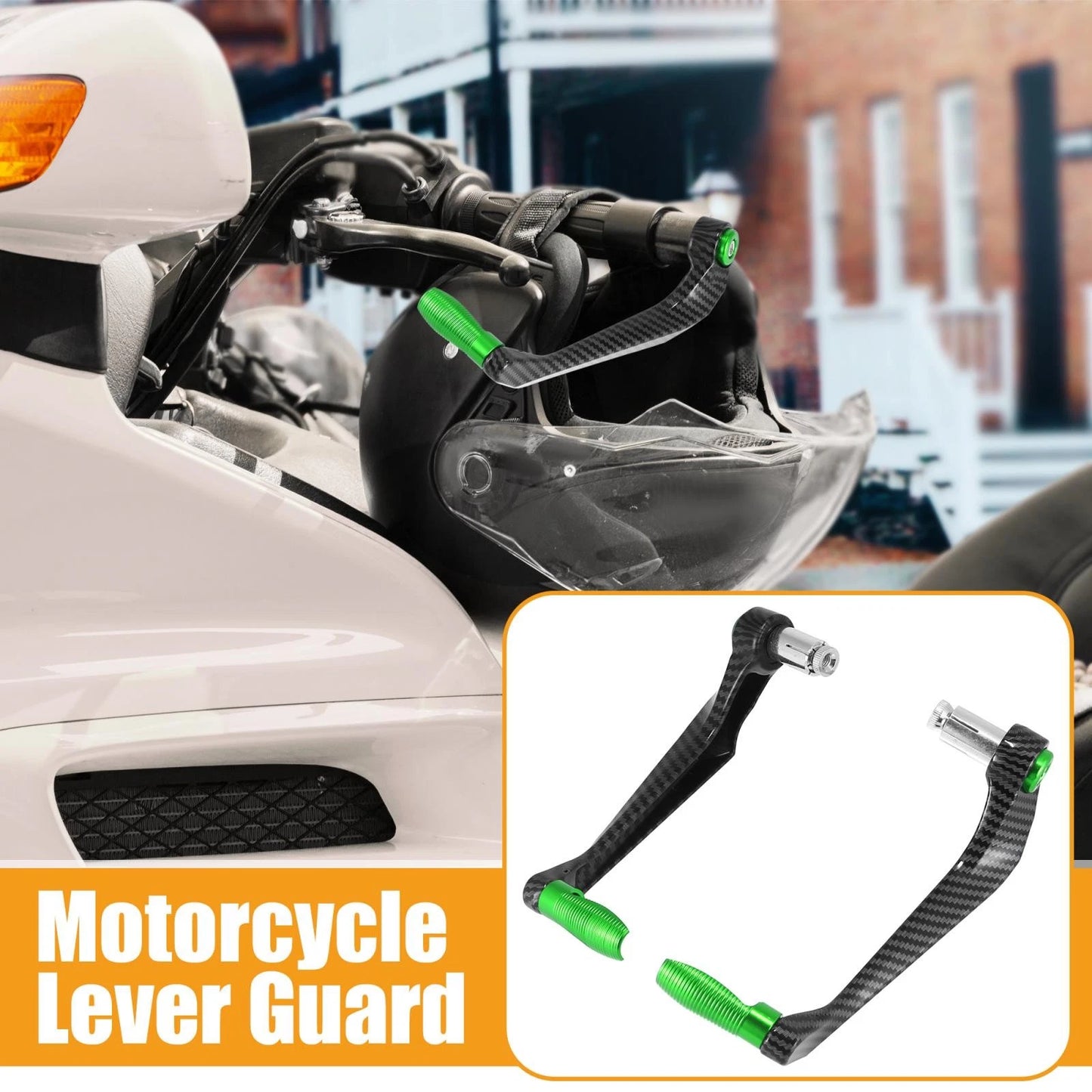 2 x 7/8" M/C Brake Clutch Lever Guard 22mm Green for Universal