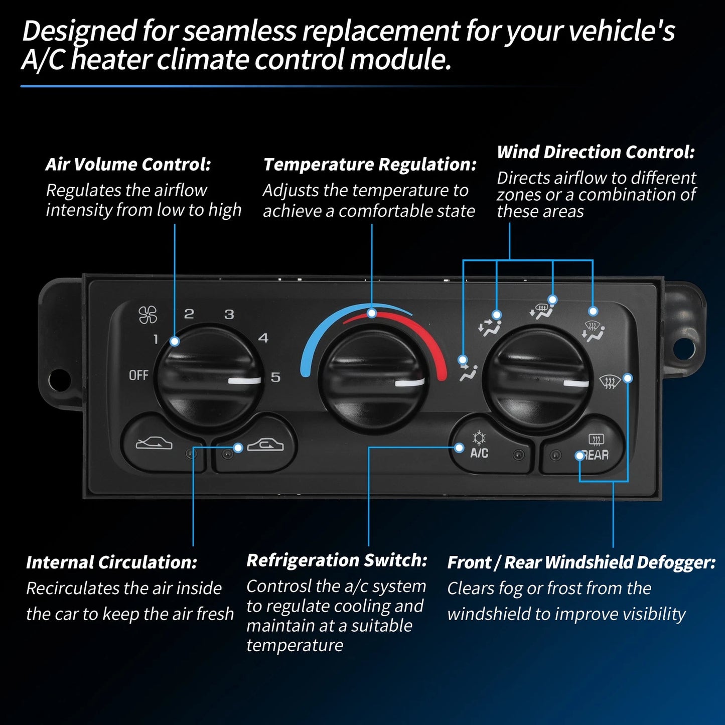 A/C Heater Climate Control Module Panel for Chevrolet Malibu (1997-2005)