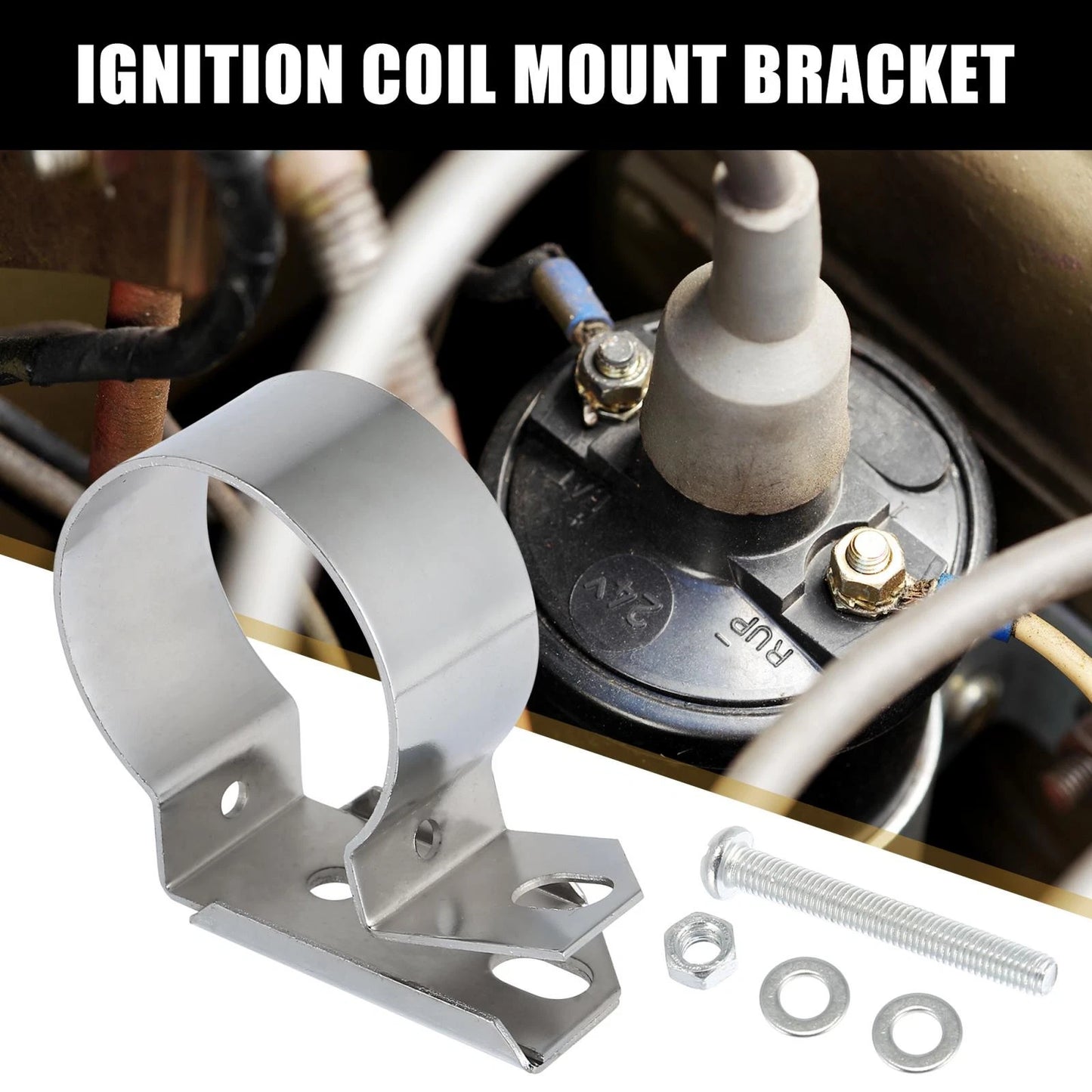 Ignition Coil Mount Bracket for Ford Mustang F150 260 289 Silver Tone