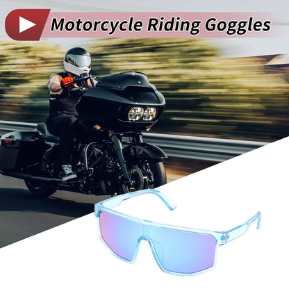 1 x Motorcycle Riding Goggles Blue Lens Blue Frame PC Cycling Sunglasses