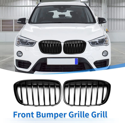 Pair Front Upper Bumper Grille for BMW X1 F48 (2016 - 2022)