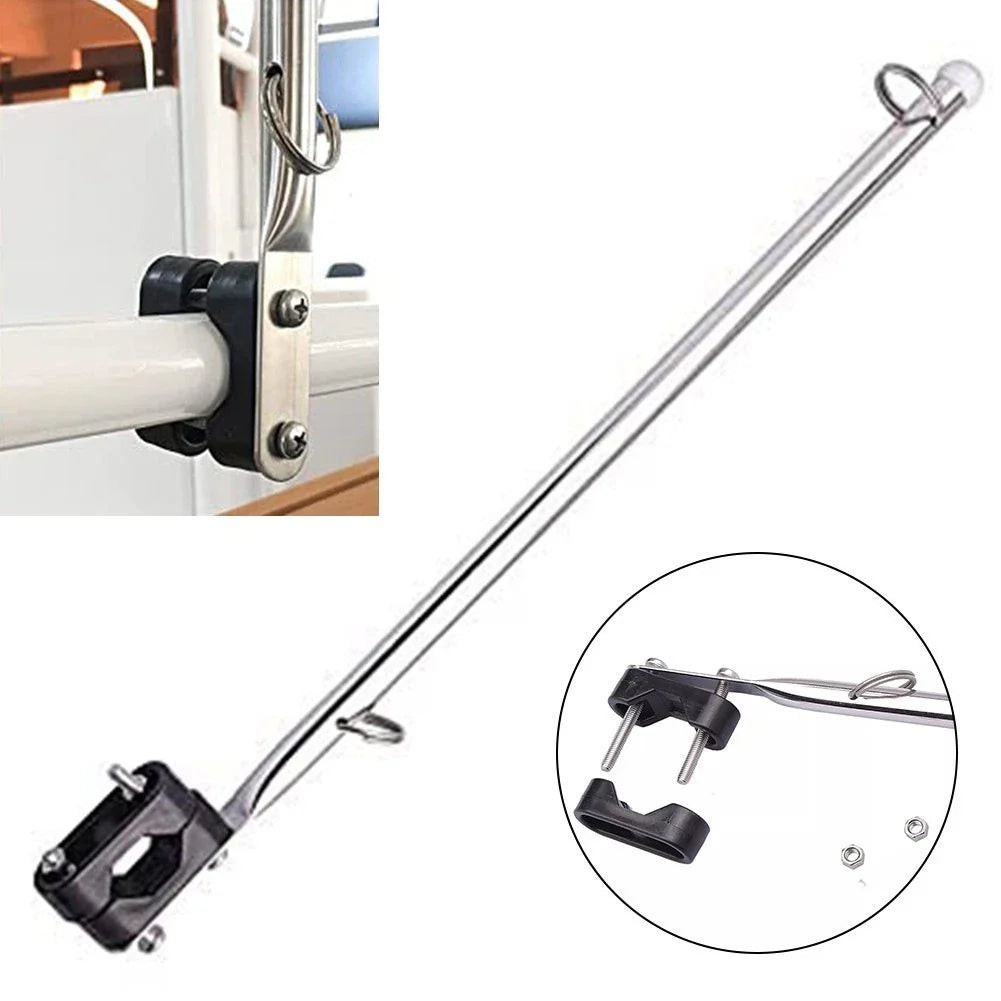 Premium Stainless Steel Rail Mount Flag Pole Holder for 7/8"-1" Rails