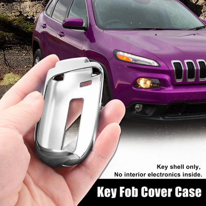 TPU Key Fob Cover Case for Jeep Grand Cherokee (2014-2021) Silver Tone
