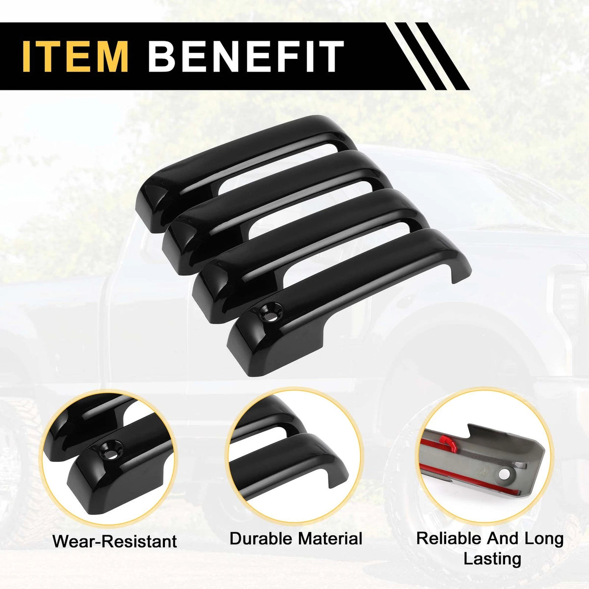 4 x Exterior Door Handle Covers for Ford F-150 (2015-2020) Black