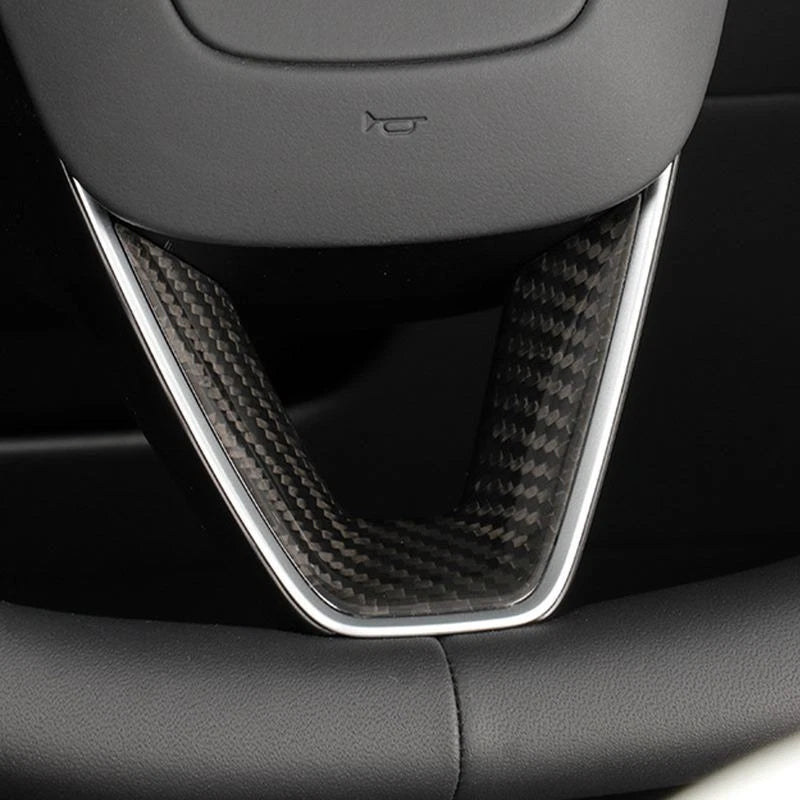 Carbon Fiber Steering Wheel Lower Cover Trim for Tesla Model 3 2023-2024