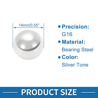 14mm Bearing Ball Bearing Steel G16 Precision Silver Tone 20 Pcs