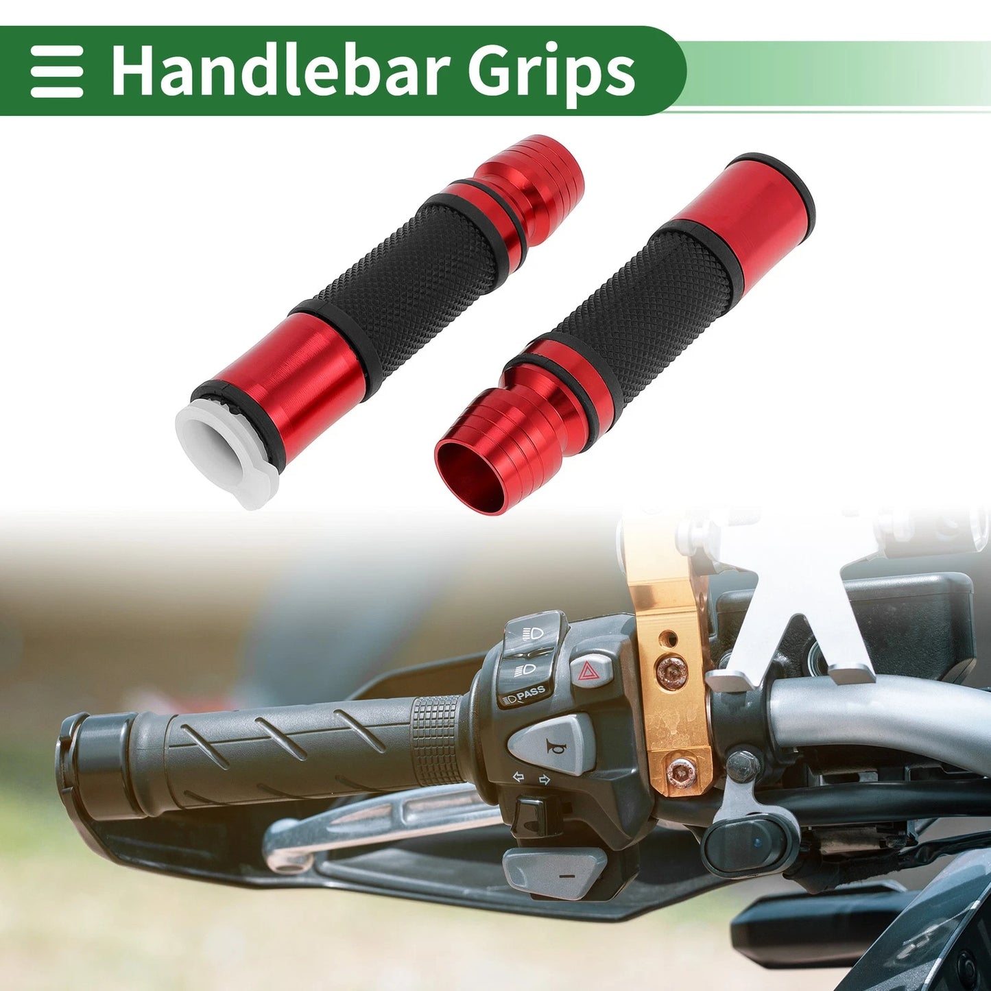 7/8" 22mm Hand Grips Cover for Motorcycle Handlebar Grips Aluminum Alloy Red