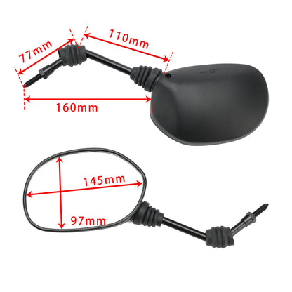 Mirrors Pair Black for Piaggio NRG mc2 TPH NTT 50 80 125 Quartz SKR 150 Zip (2000-2023)