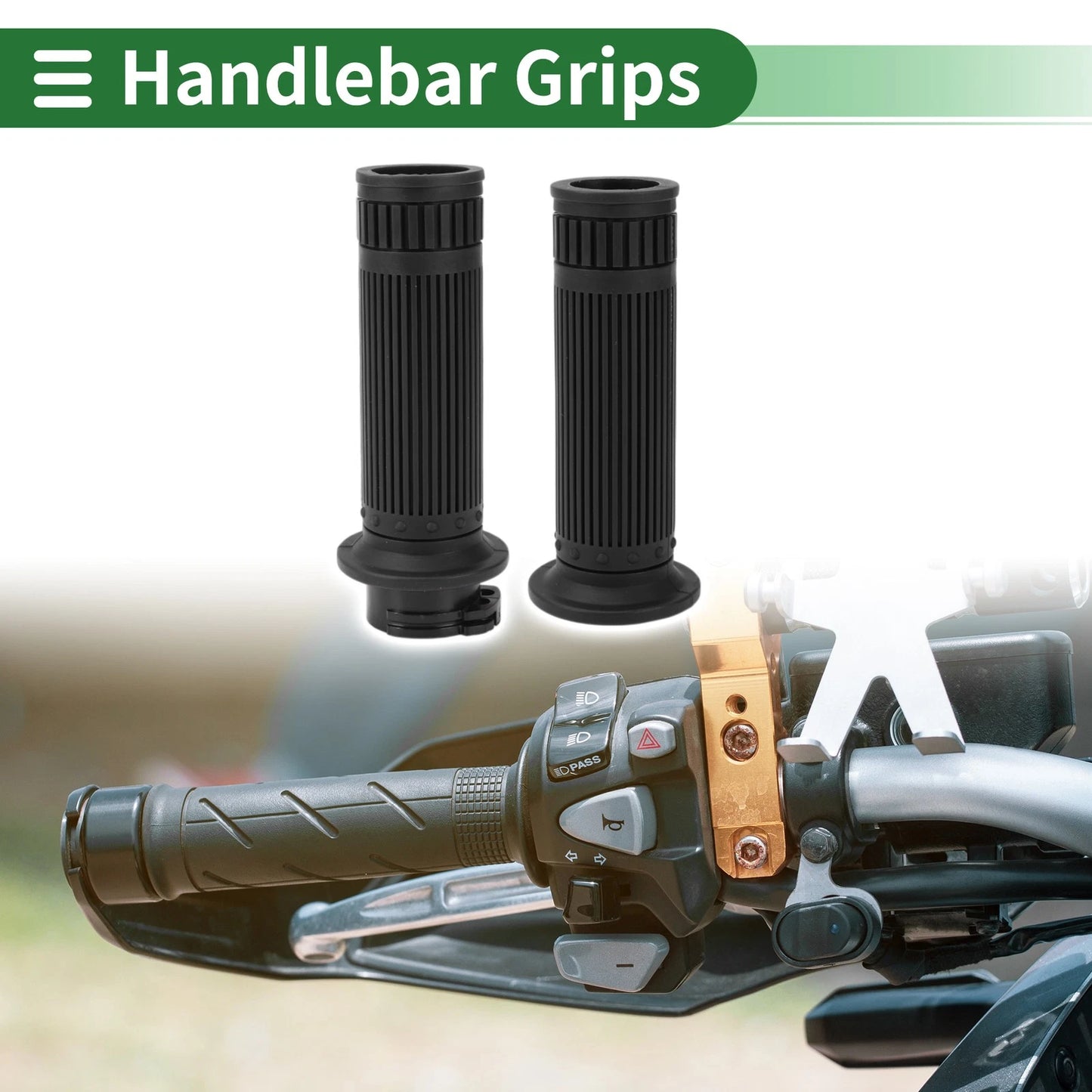 25mm Motorcycle Hand Grips Cover Kit Handlebar Grips TPU Black Stripe Pattern