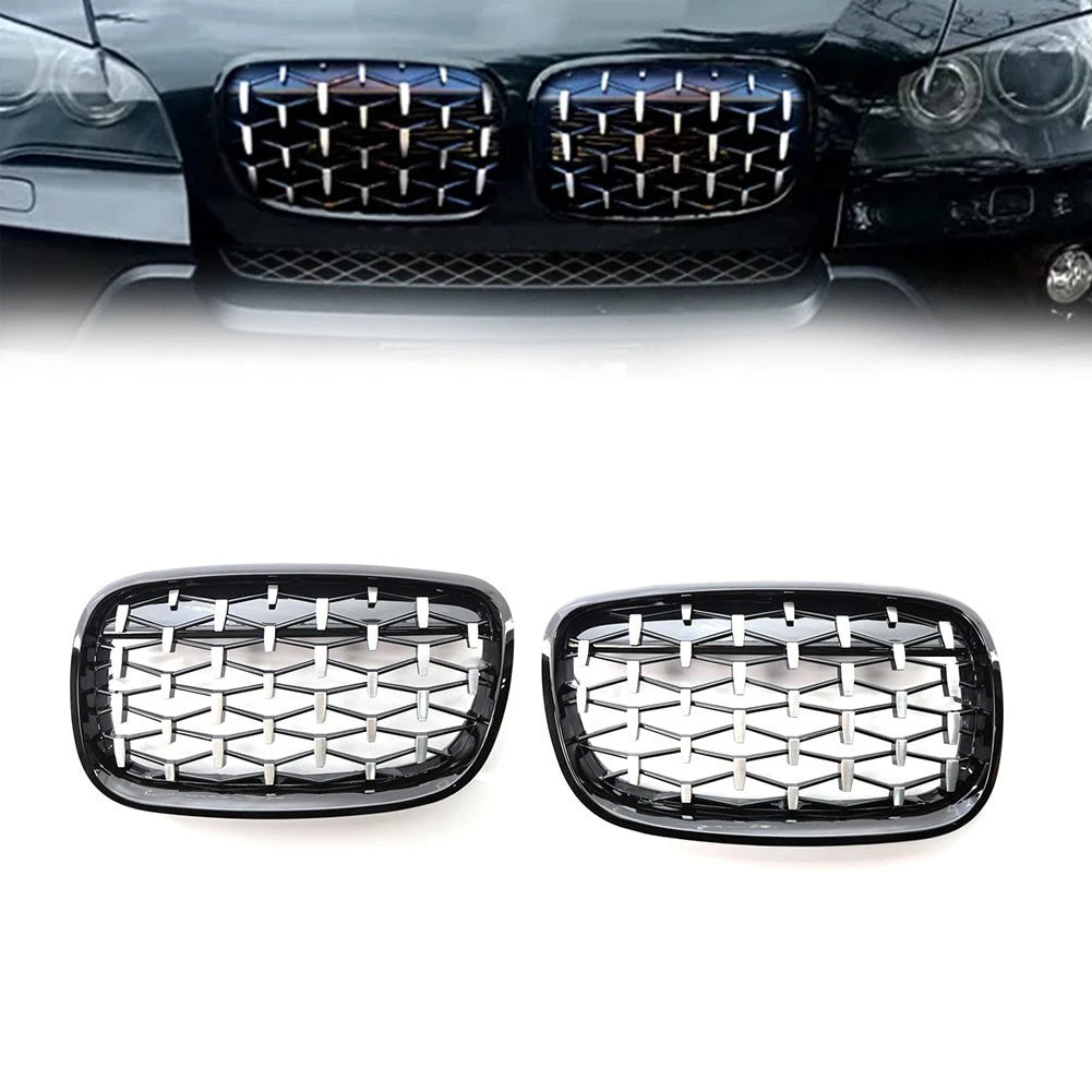 Black & Chrome Front Bumper Kidney Grille for BMW X5 E70, X6 E71 (2007-2013)