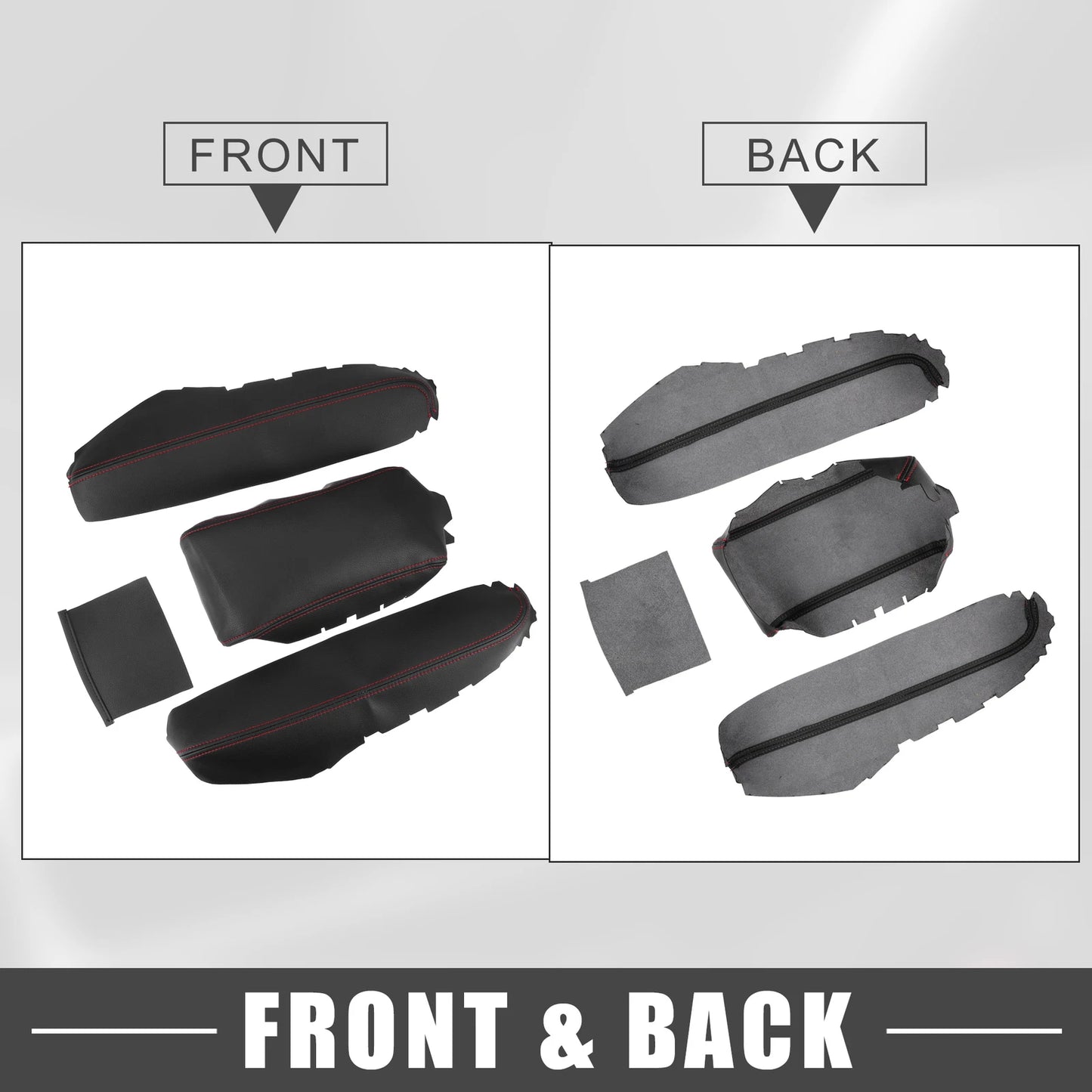Black Armrest Protector Cover Pad with Red Stitches for Honda Civic (2016-2021)