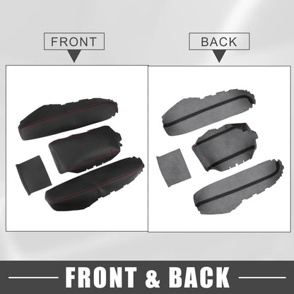 Black Armrest Protector Cover Pad with Red Stitches for Honda Civic (2016-2021)