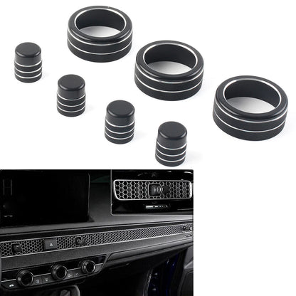 7x Switch Knob Ring Cover Trim for Honda Civic 2022+ CR-V 2023-2024 Black