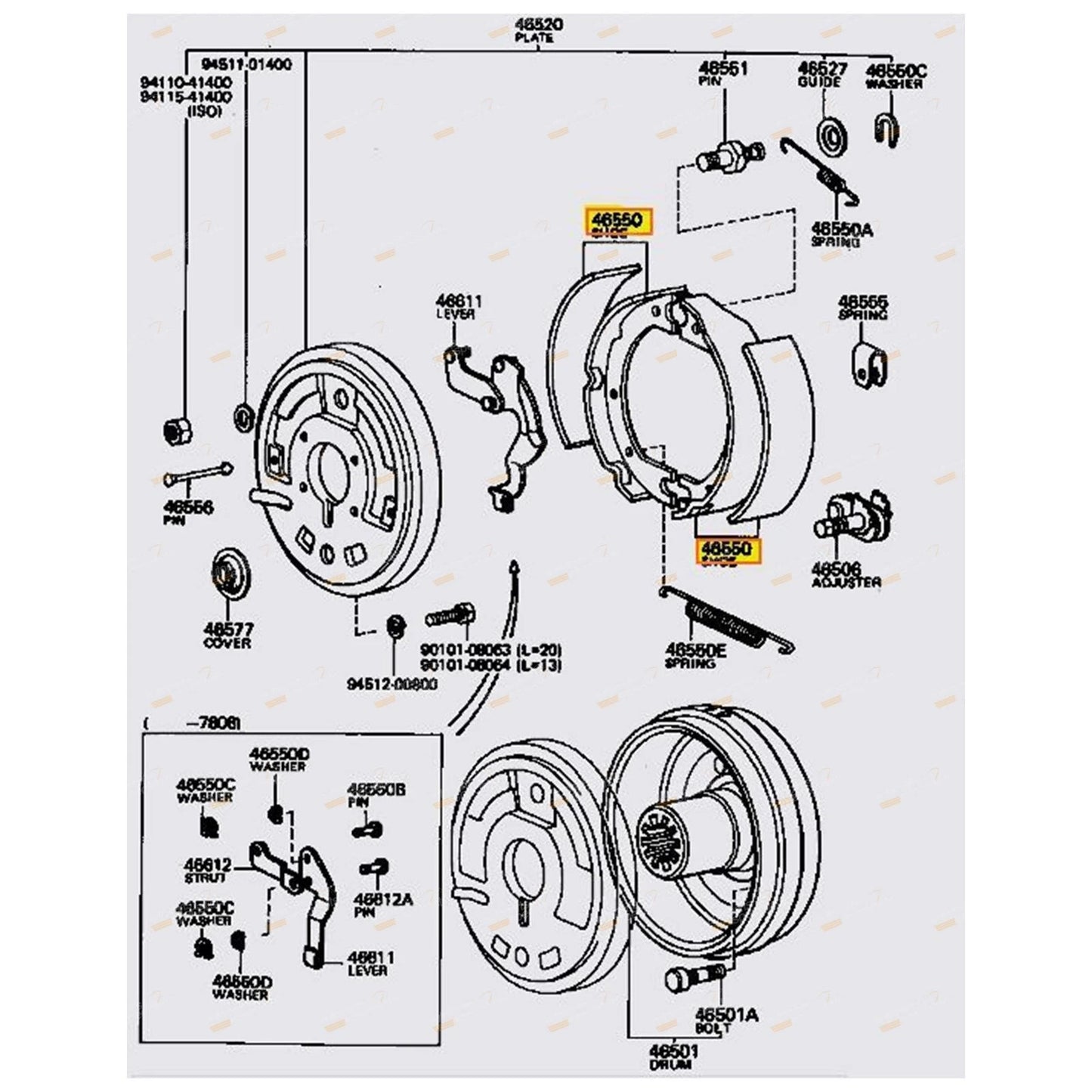 Park Brake Shoes Set for Landcruiser BJ40 BJ42 BJ43 FJ55 40 55 Series