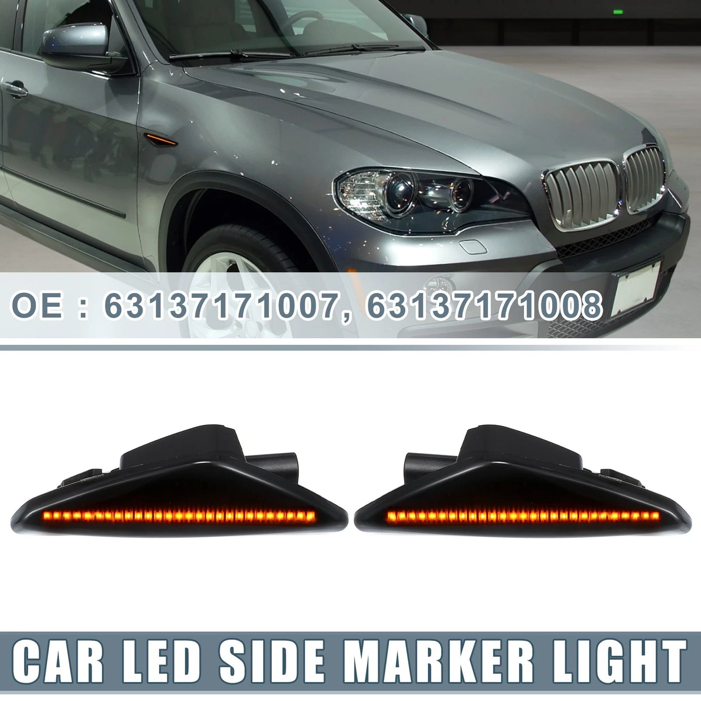 LED Side Marker Amber Light  for BMW X3 (2011-2014) Black Lens