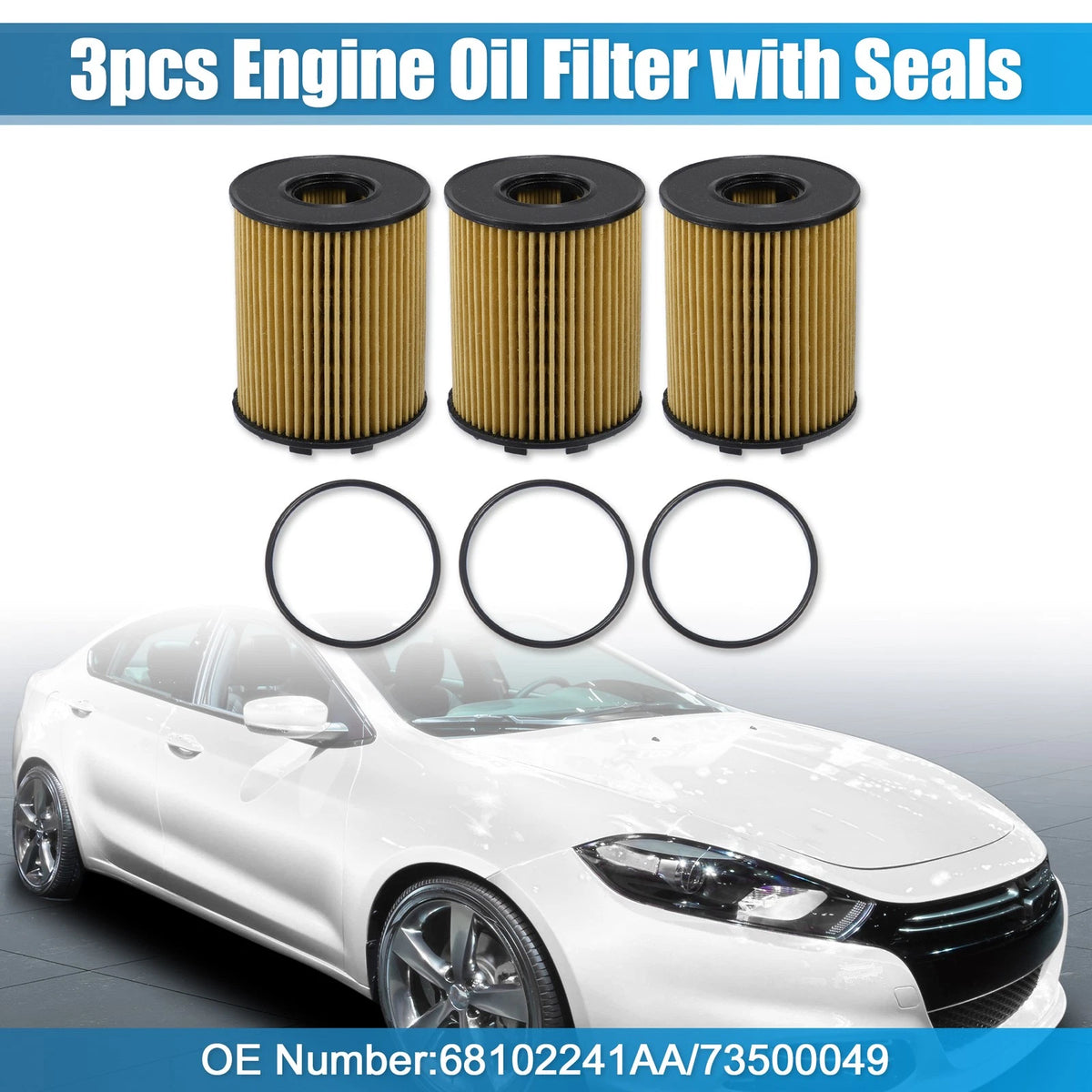 3 x Engine Oil Filters with Seals for KIA II 1.3L (2001-2006)