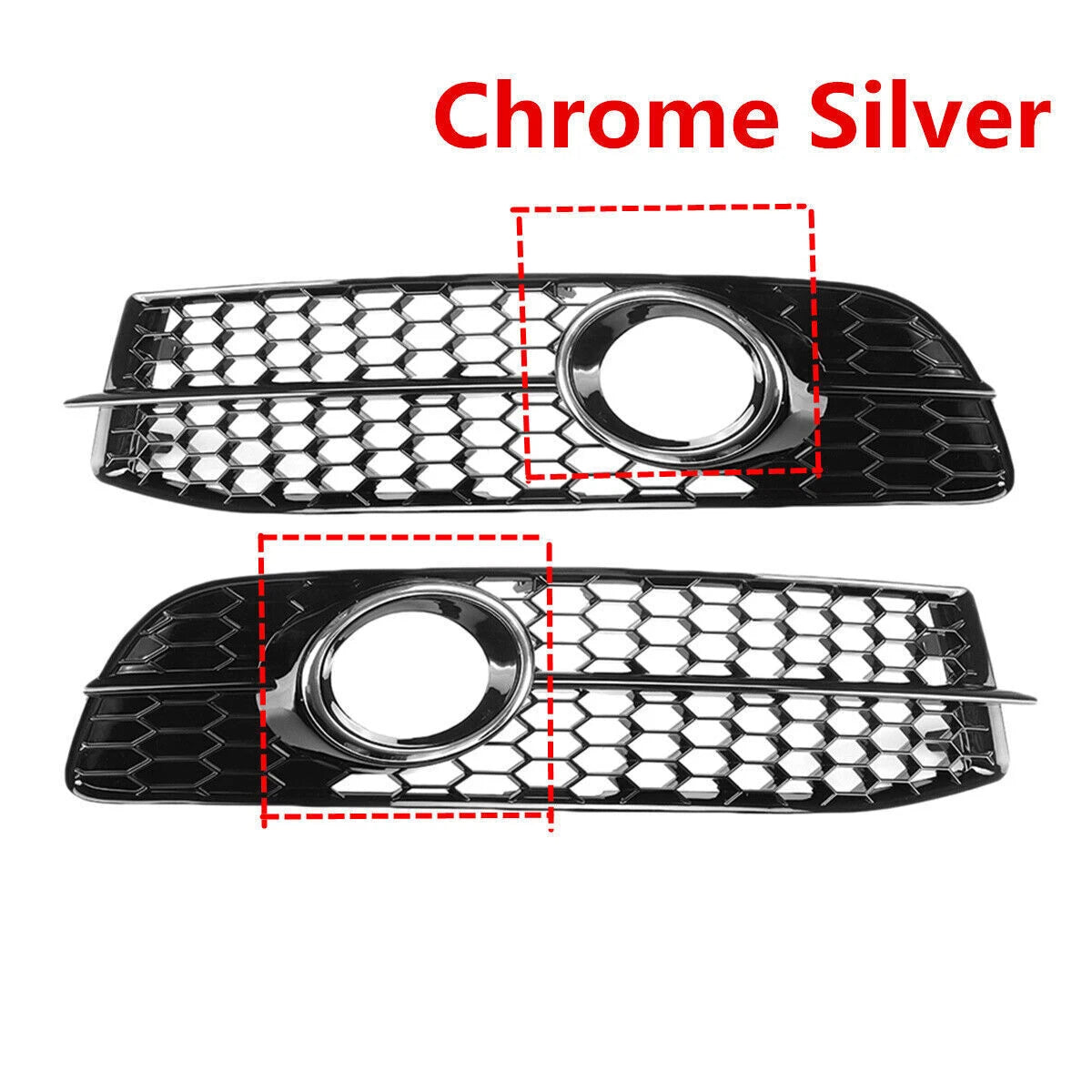 2 x Front Bumper Fog Light Grille Covers for Audi A6 C6 S-line (2005-2011)