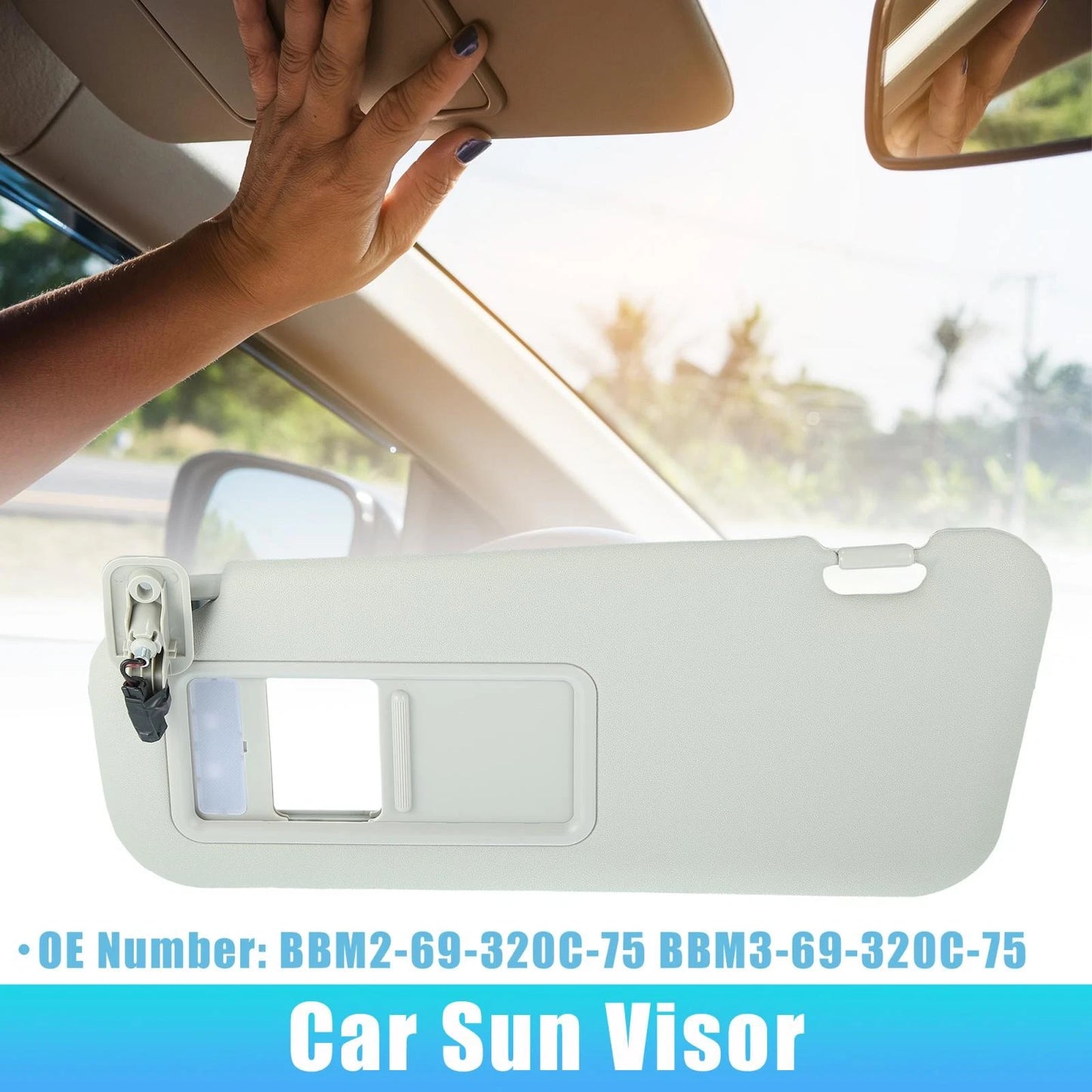 Front Left Sun Visor Gray for Mazda 3 (2010-2013)