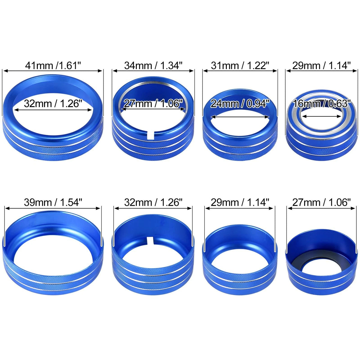 8 x Blue AC Radio Knob Covers for Chevy Silverado / GMC Sierra (2014-2018)
