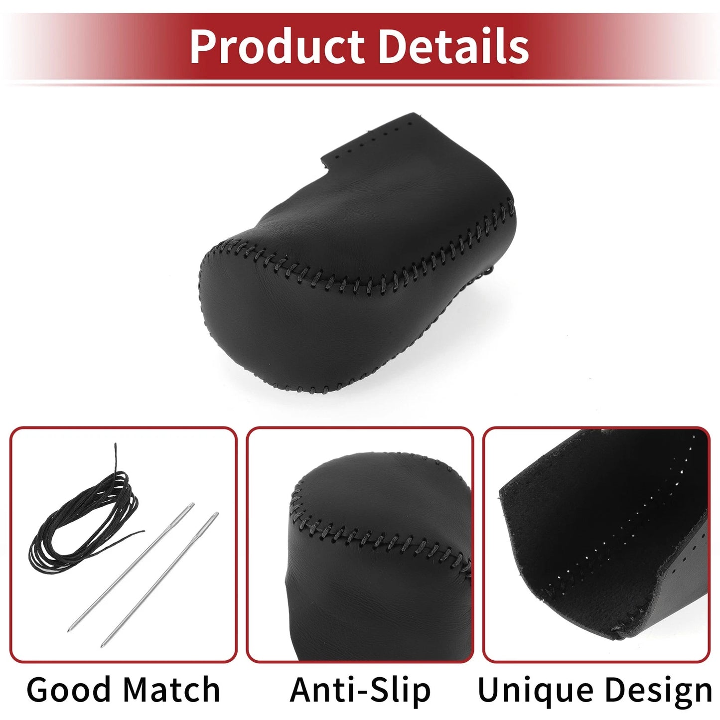 Gear Shift Knob Cover for Honda HR-V 2023-2024 Black Faux Leather