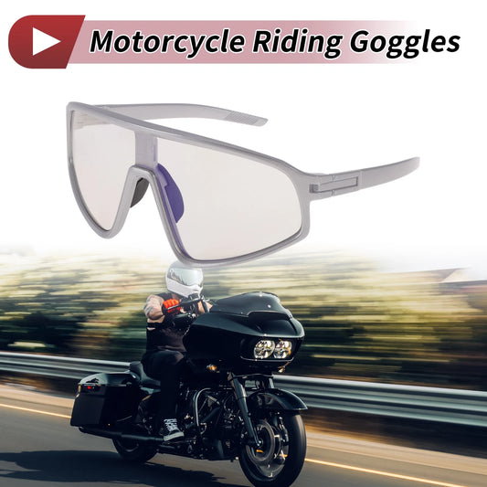 Motorcycle Riding Goggles Light Gray Lens Silver Tone Frame for Motorcycle